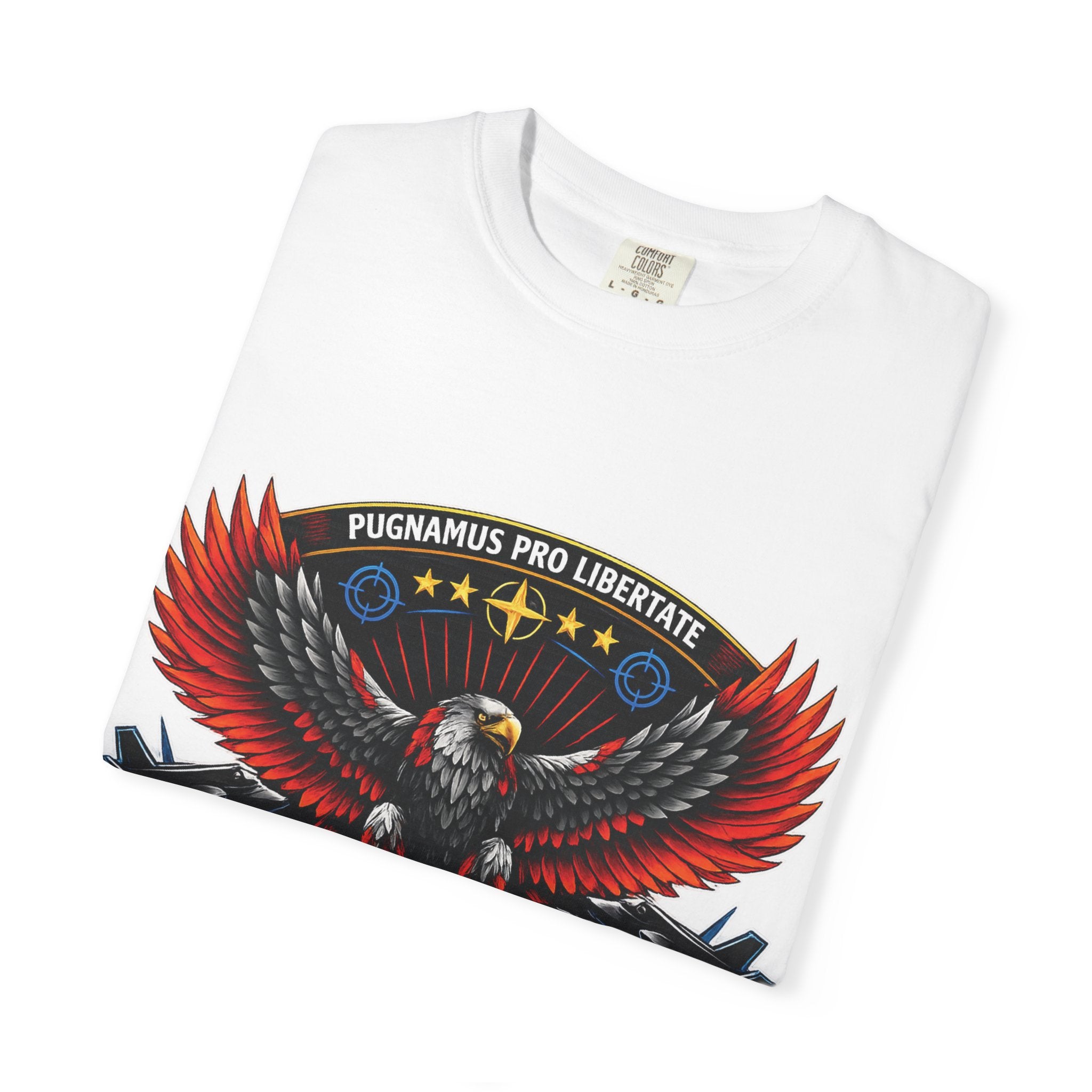 Risky Red Logo T-Shirt | Space Emblem, Retro Futuristic Badge