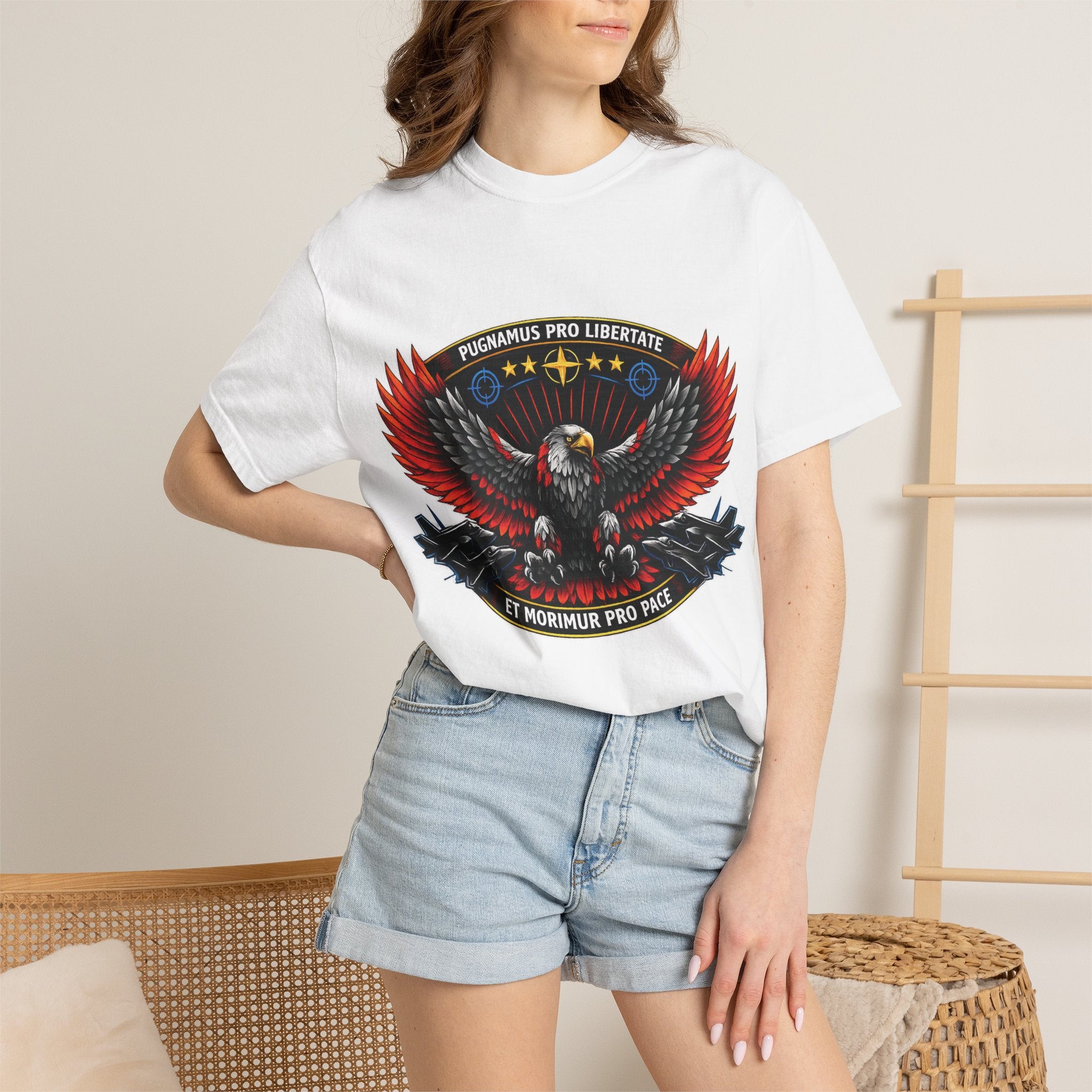 Risky Red Logo T-Shirt | Space Emblem, Retro Futuristic Badge