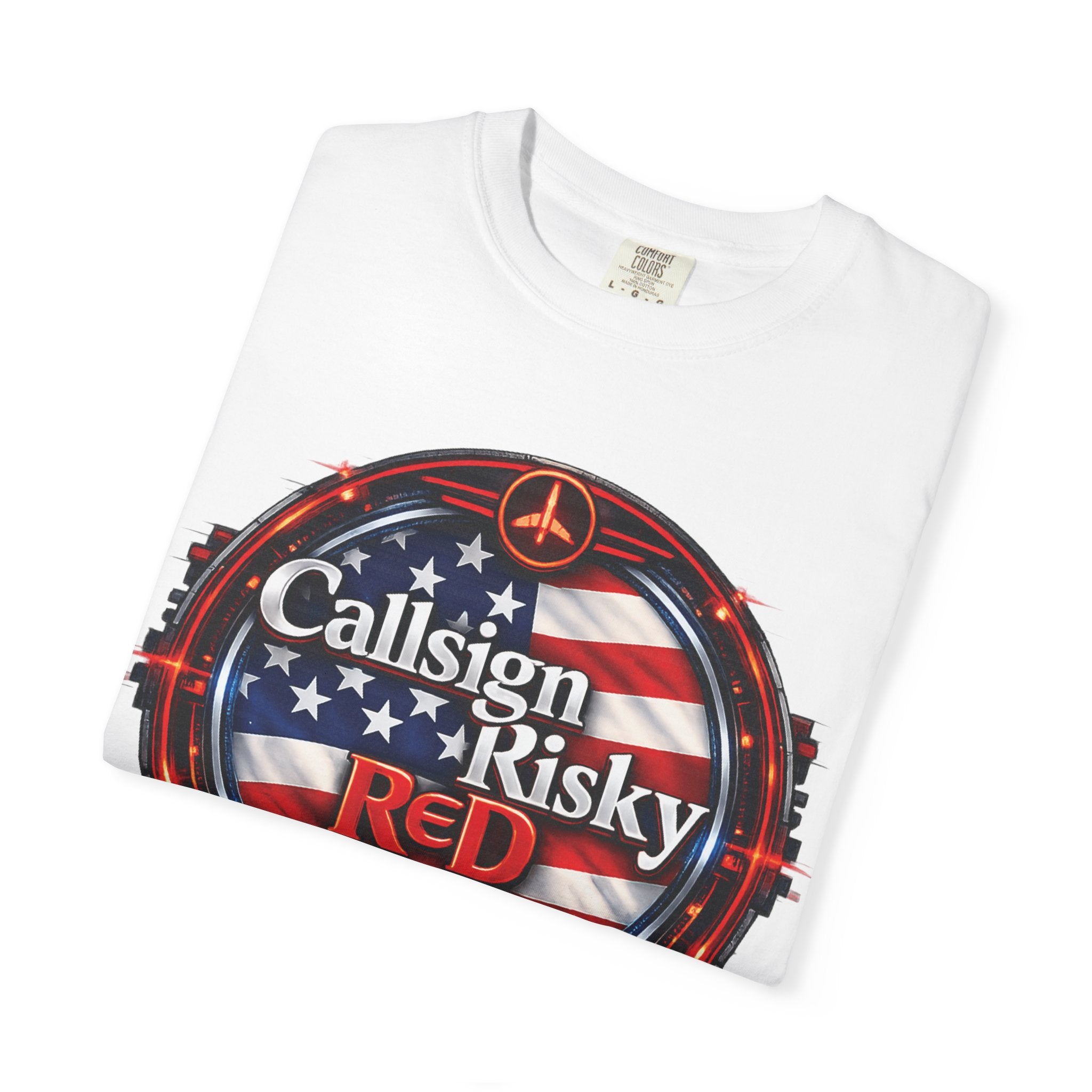 T-shirt à logo Risky Red | Emblème spatial, insigne rétro futuriste