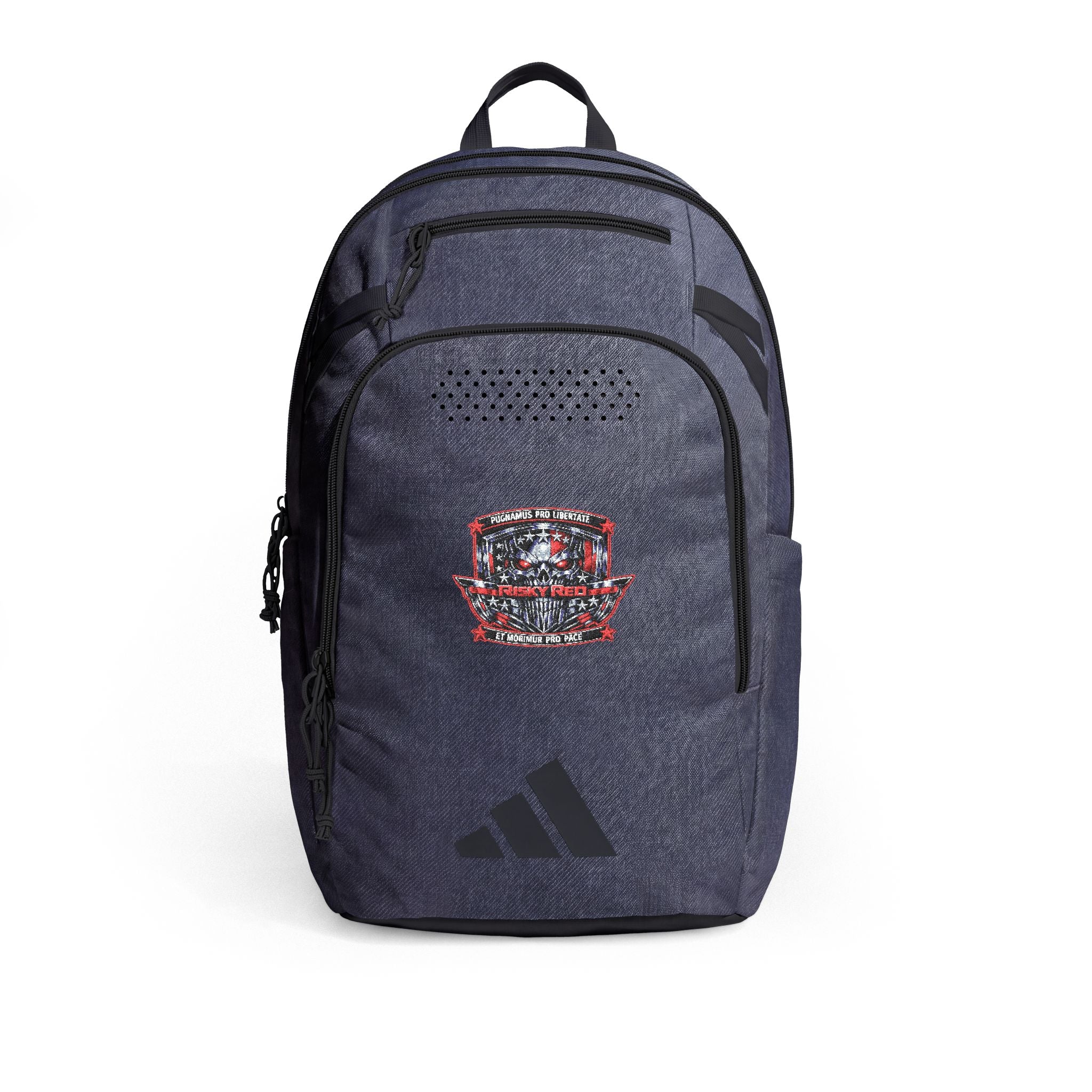 Risky Red - Embroidered Defender 5 Backpack — Patriotic Sequin Crest