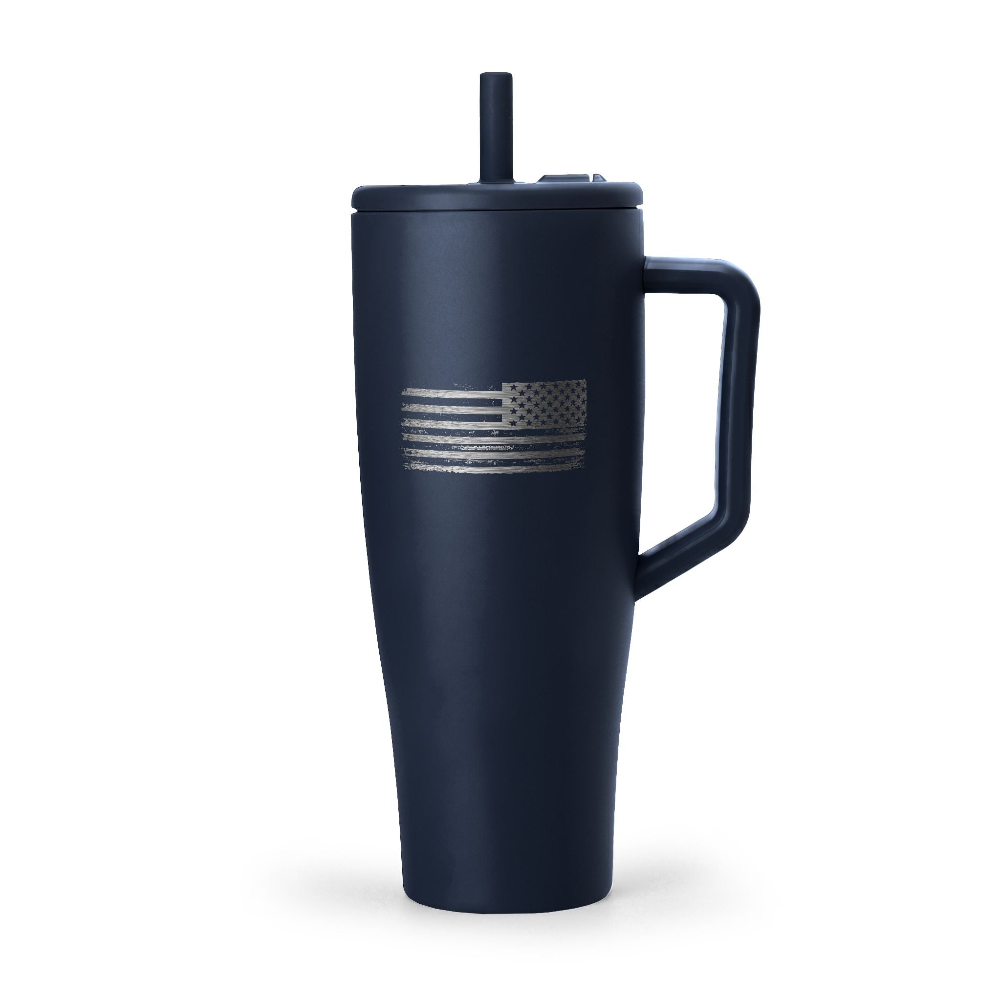 40oz Insulated Tumbler with Handle - Distressed American Flag Engraving