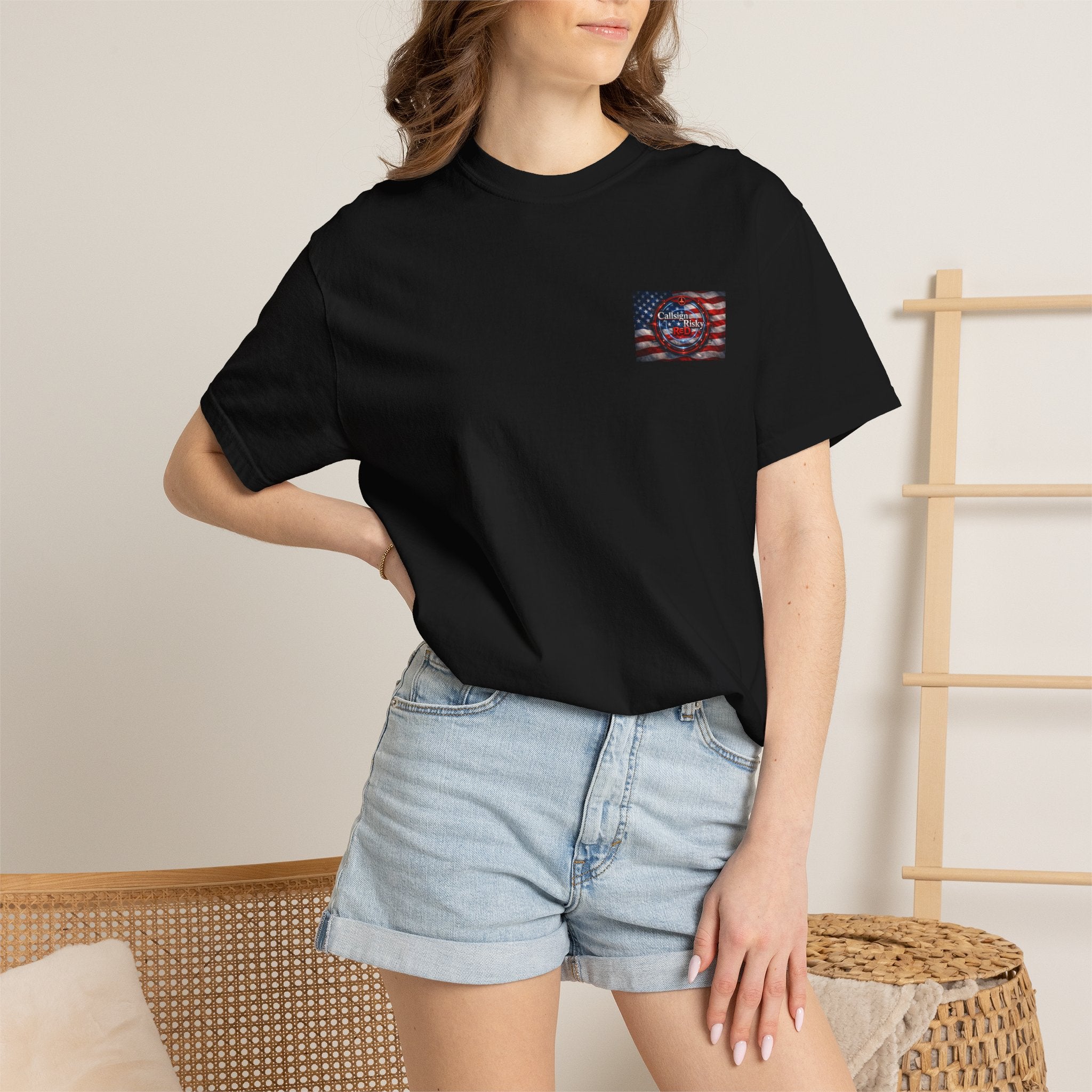 T-shirt unisexe rouge Risky teint en pièce