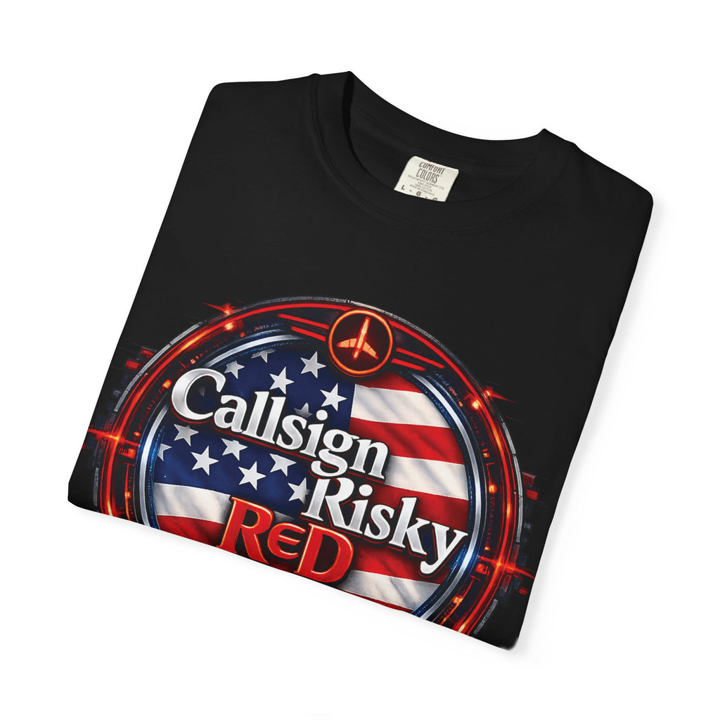 T-shirt à logo Risky Red | Emblème spatial, insigne rétro futuriste