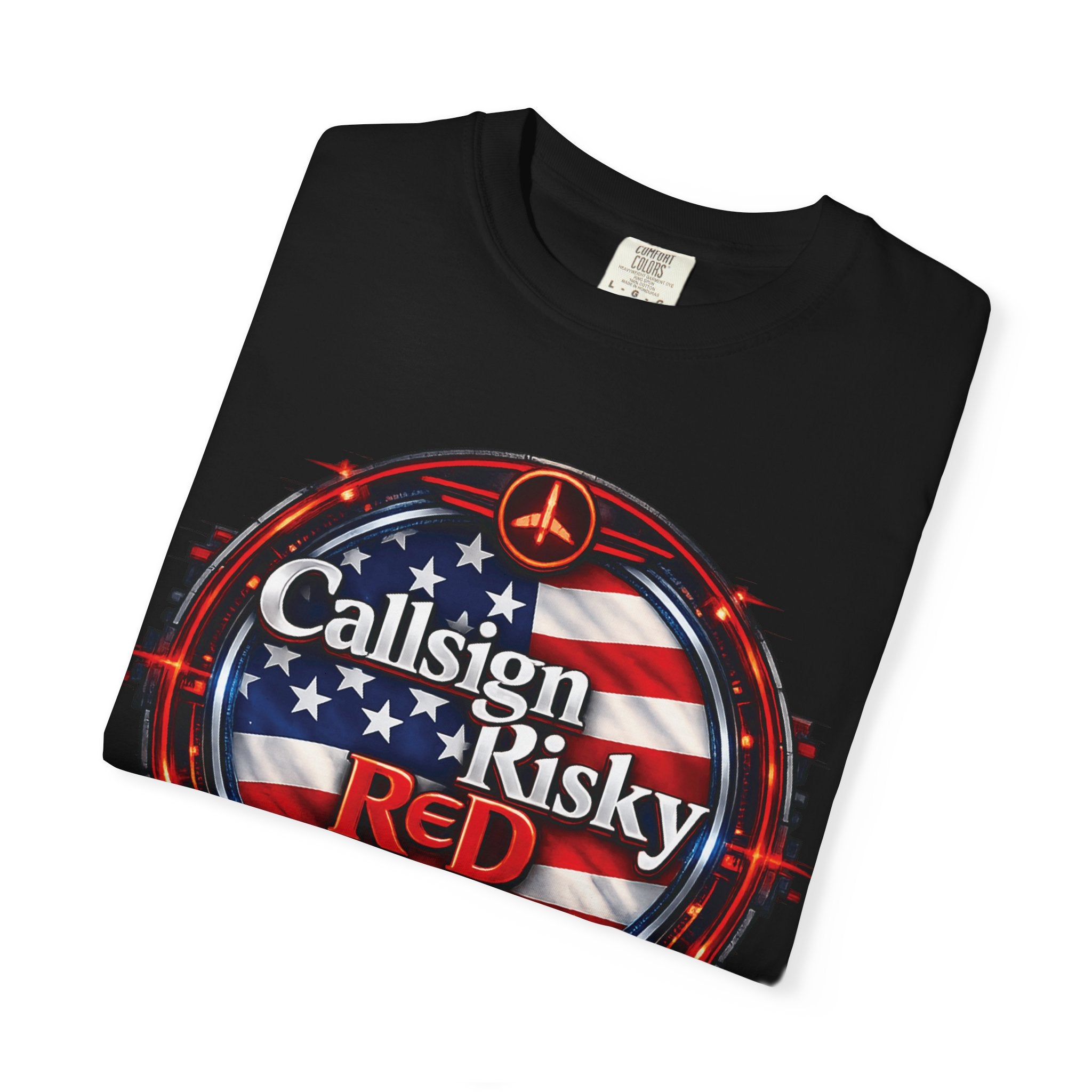 T-shirt à logo Risky Red | Emblème spatial, insigne rétro futuriste