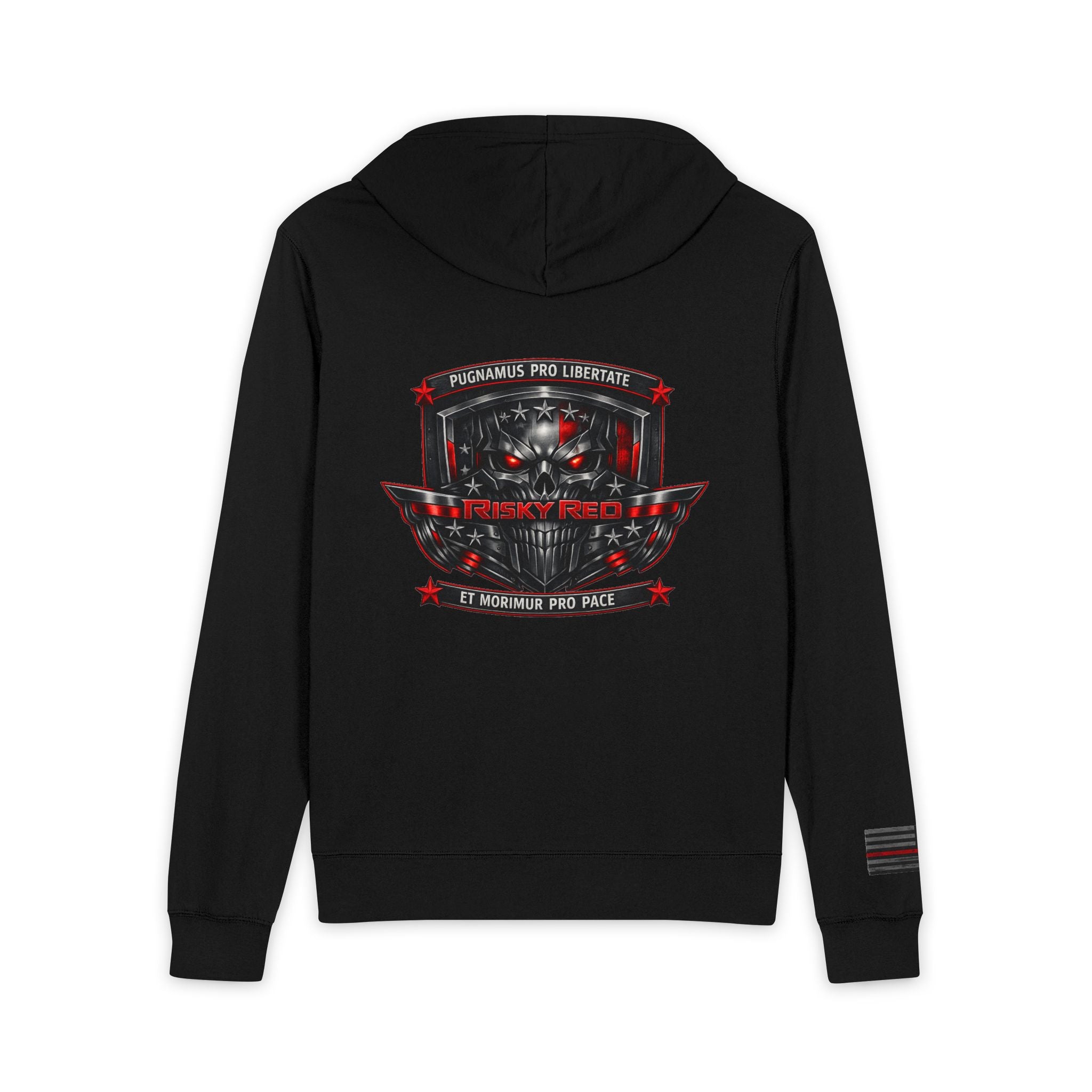 Risky Red American Flag Pocket Zip Hoodie – Distressed Stars & Stripes Full-Zip
