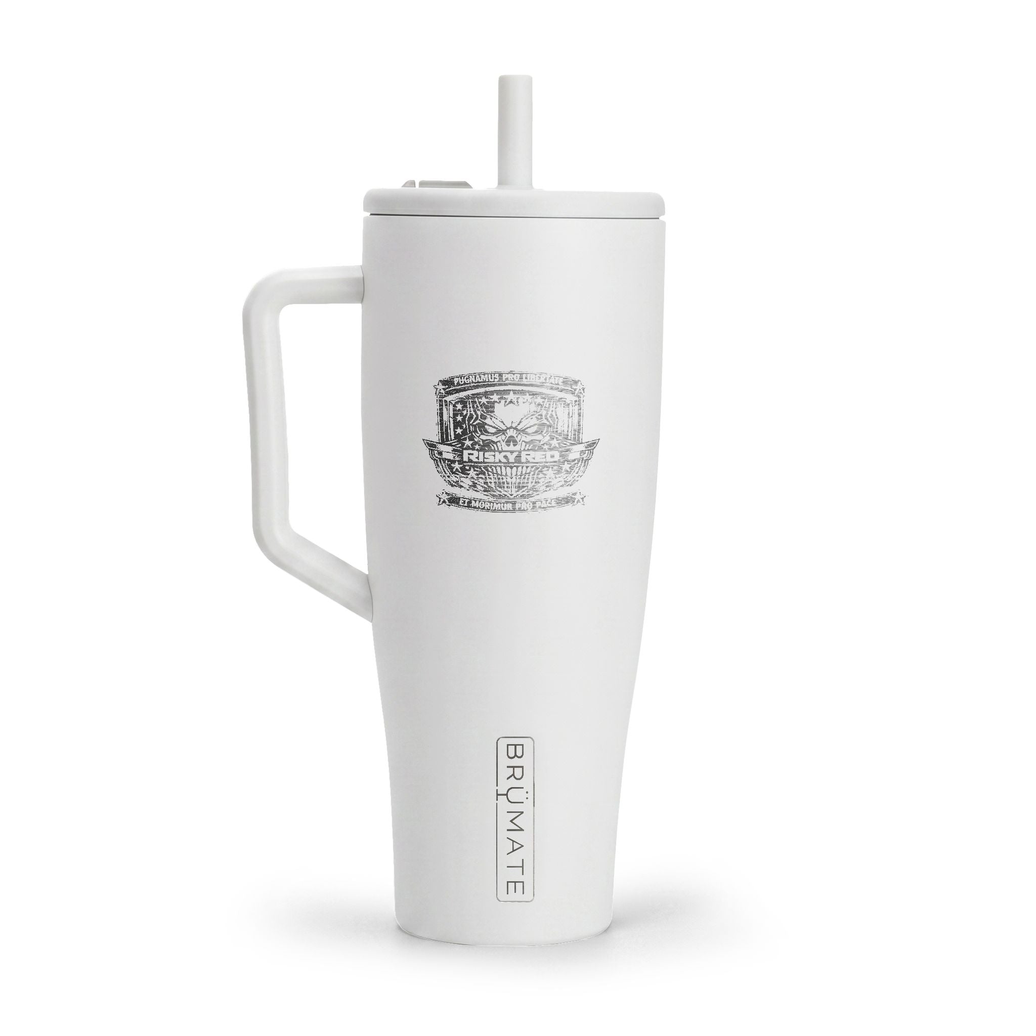 40oz Insulated Tumbler with Handle - Distressed American Flag Engraving