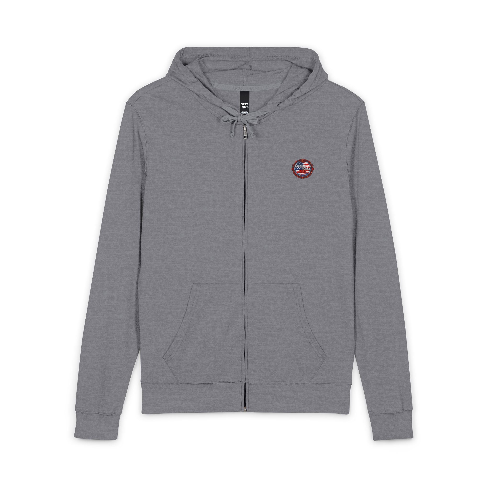 Sweat à capuche zippé Risky Red drapeau américain – Fermeture éclair intégrale à étoiles et rayures effet vieilli