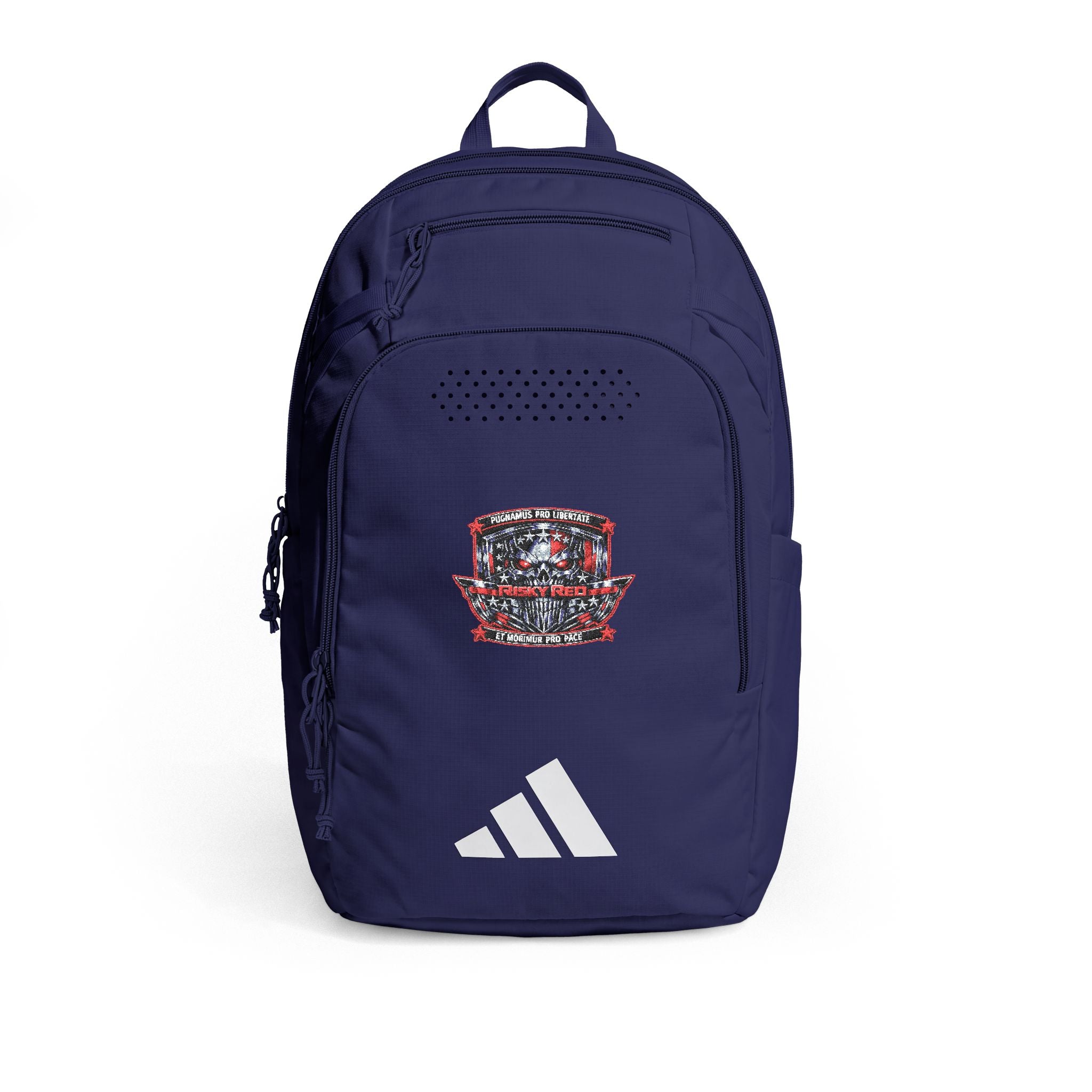 Risky Red - Embroidered Defender 5 Backpack — Patriotic Sequin Crest